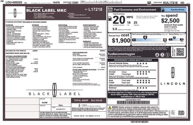 2019 Lincoln MKC Black Label