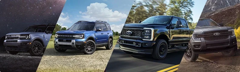 The four remaining 2025 Ford lines at Ed Martin Ford: Bronco, Bronco Sport, Super Duty and Ranger